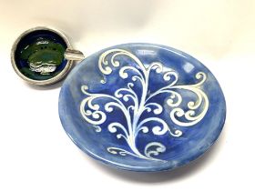 A Moorcroft Moonlit blue ashtray 8.2cm with a meta