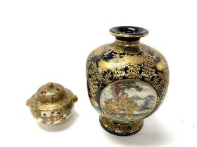 A Satsuma pottery vase, circa 1890, Meiji Period.