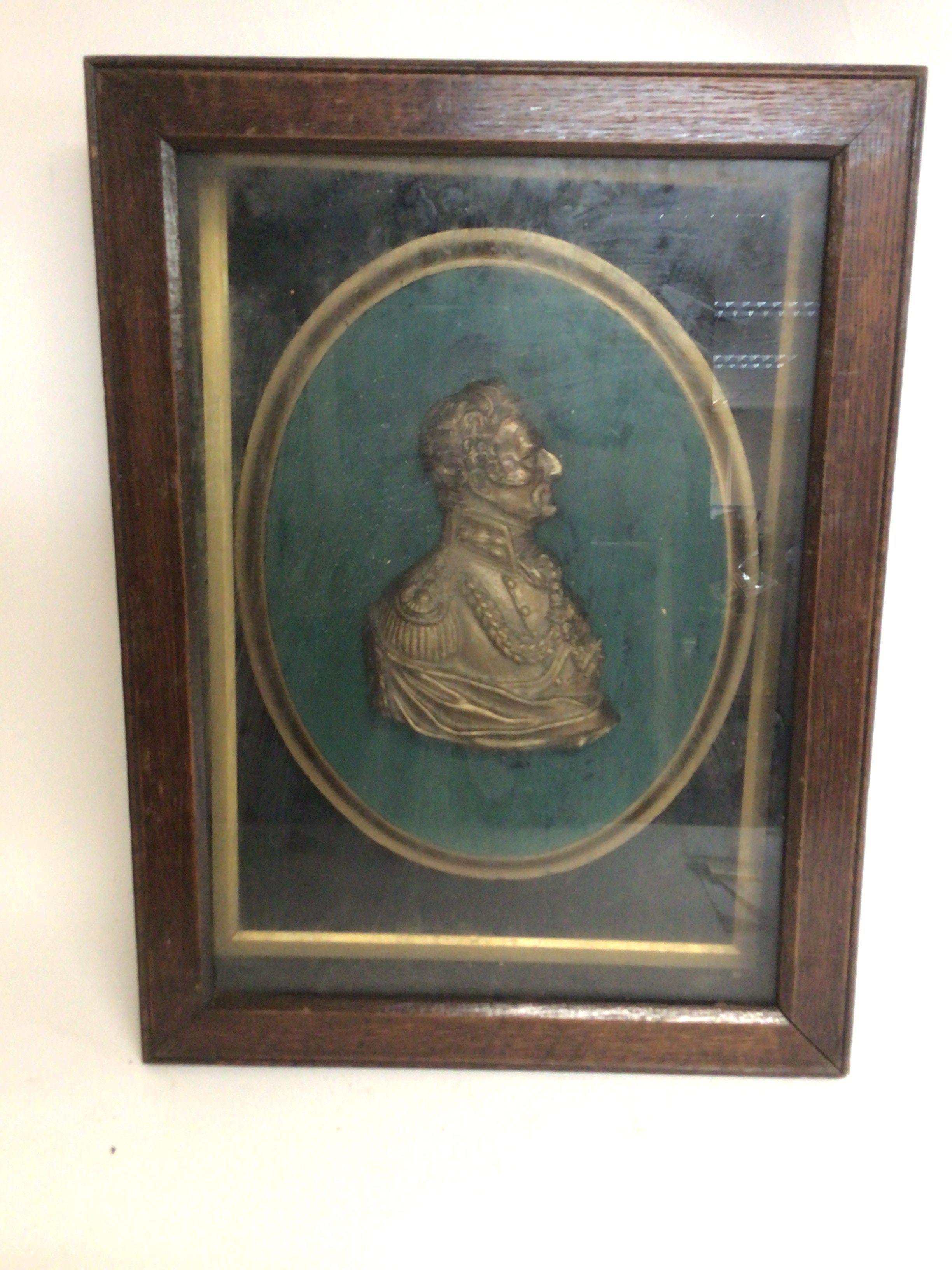 A cased Duke of Wellington relief plaque, dimensio