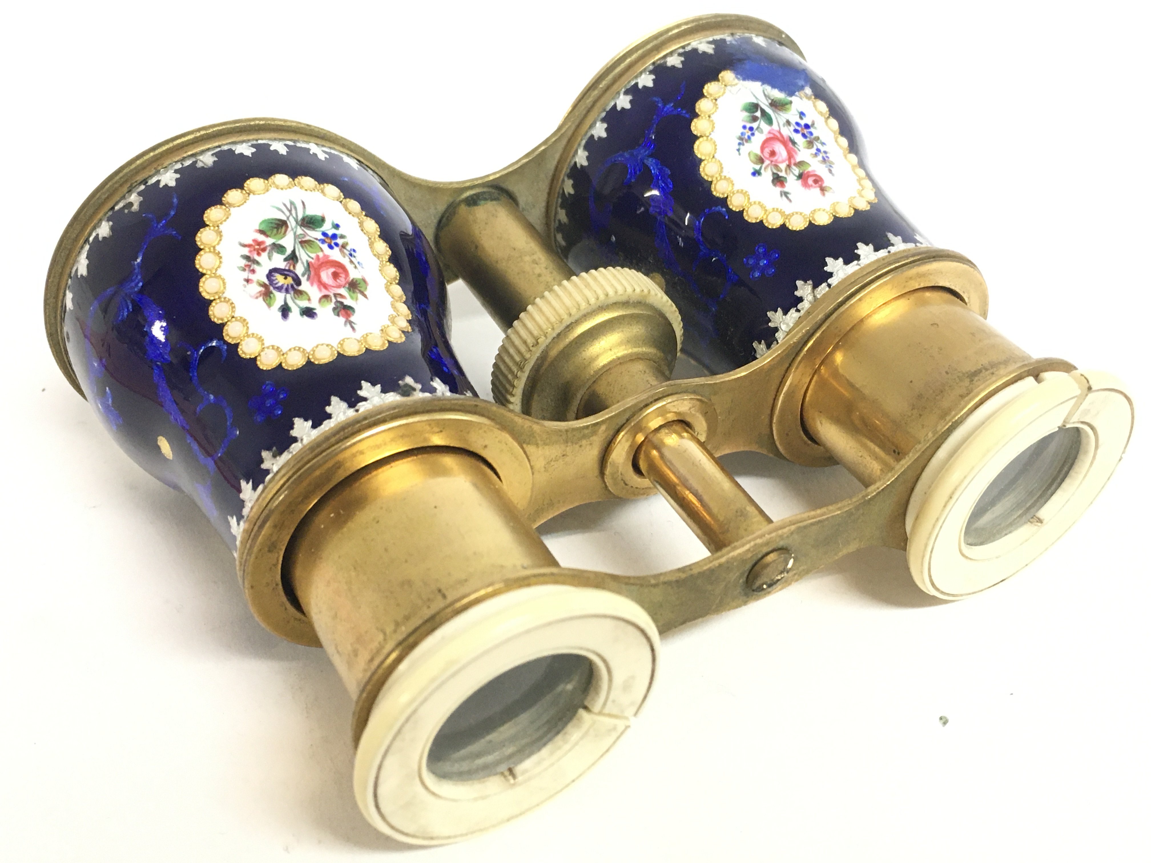 A cased pair of enamel opera glasses. This lot can - Image 7 of 7