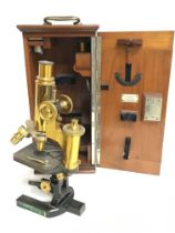 Carl Zeiss Jena No19250 cased microscope with a tr