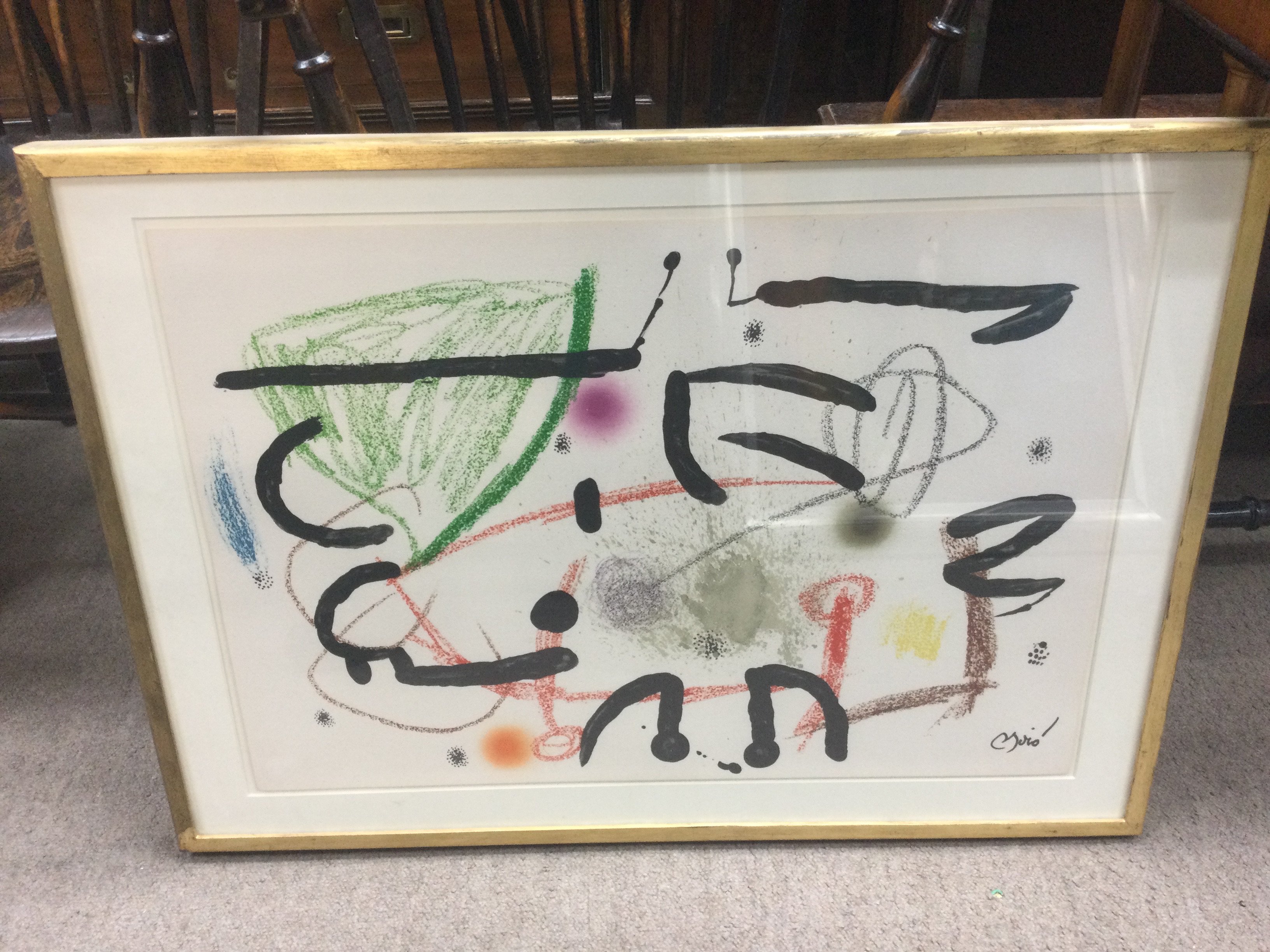 A collection of framed prints including a Joan Miro Wonders with aristocratic variation, Salvador