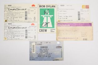 Rock tickets and crew pass for David Gilmour, John Mayall, Eric Clapton and Steve Winwood, Jeff Back