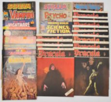 Twenty-four horror comics dating to the 1970's, titles include Dracula, Weird Tales of the