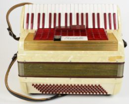 Scandalli 120 bass piano accordion with master and clarinet couplers, finished in ivory pearloid