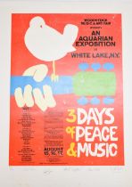 Woodstock Music & Art Fair limited edition 56/10,000 poster listing Jimi Hendrix, Jeff Beck, Joan