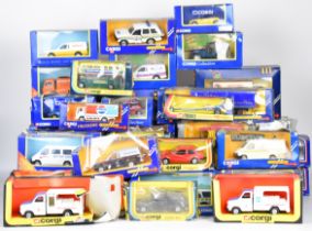 Over forty Corgi diecast model cars, trucks, vans etc dating to the 1970's & 80's, to include John