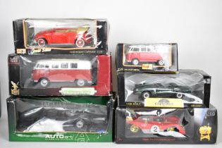 Five 1:18 scale diecast model sports cars to include Maisto, Auto Art and Shell Classico, together