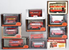 Eleven Exclusive First Editions (EFE), Corgi and Atlas Editions diecast model buses and trams, all