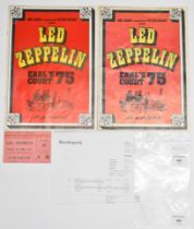 Led Zeppelin programme and ticket for Earl's Court Sunday 25th May 1975, with Bonham's lot