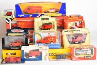 A collection diecast model cars, vans, trucks etc to include Royal Mail related vehicles, in