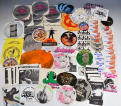 A large collection of record label, Rock / Pop promotional stickers, cards and ephemera including