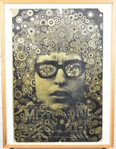 Martin Sharp Bob Dylan psychedelic gold foil poster 'Blowing In The Mind', gold colourway, 75 x