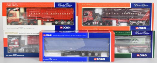 Five Corgi Limited Edition collectibles 1:50 scale diecast model haulage vehicles to include Volvo