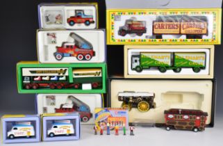 Ten Corgi diecast model circus and showman vehicles to include Billy Smarts AEC Mercury Truck &