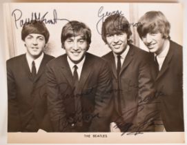 Autographed black and white photograph of The Beatles with signed with dedication "To Richard From