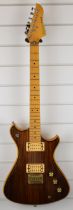 Westone Paduak II electric guitar in natural wood finish with right handed double cutaway, made in