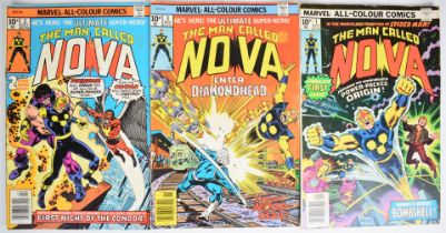 Nova issues #1-3, origin and 1st appearance, key Marvel bronze age comic book, Oct 1976.