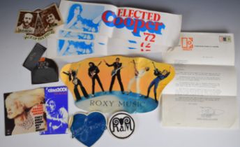 A collection of Rock / Pop promotional ephemera / stickers including a letter to Miranda Ward from