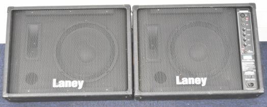 A pair of Laney CP-12 active floor monitor wedge speakers, H37 x D50 x W58cm