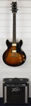 Ibanez AS-50 semi-acoustic guitar with Gibson 335 style body and tobacco sunburst finish, serial