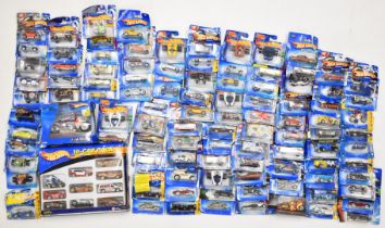 Over one hundred Mattel Hot Wheels diecast model cars dating mostly to the early 2000's to include a
