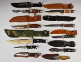 Ten hunting knives including Muela, Jack Pyke, Expert Solingen and one marked Andujar, longest blade