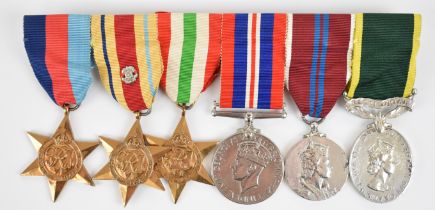British Army WW2 medal group of six comprising 1939/1945 Star, Africa Star, Italy Star, War Medal,