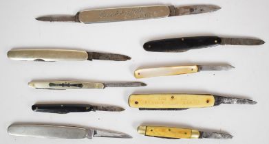 Nine pocket / folding knives including E Gillott & Son Nottingham, Joseph Westby and G Gill &