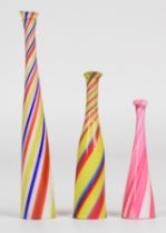 Three candy striped glass cheroot holders, possibly Bristol, largest 9.3cm long.