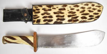 Marindale 'machete' style knife, No 247 to 33.5cm blade, copper cross guard, skin covered grip and