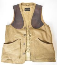 Purdey tweed and leather shooting waistcoat, size large