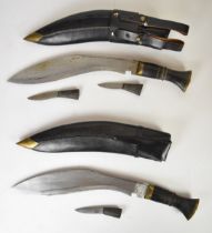 Two kukri knives both with 27.5cm blades stamped Ord Dep Nepal, one 10/83 the other 7/83, with
