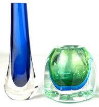 Two Murano Sommerso or similar glass vases, largest 24cm tall.