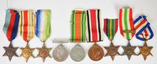 Eight WW2 medals comprising 1939/1945 Star, France & Germany Star, Africa Star with clasp for 8th
