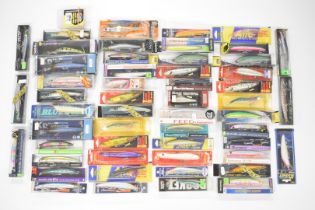 Approximately 50 sea / pike fishing lures including Sebile, Mana, Sasuke, Cutter Megabass,