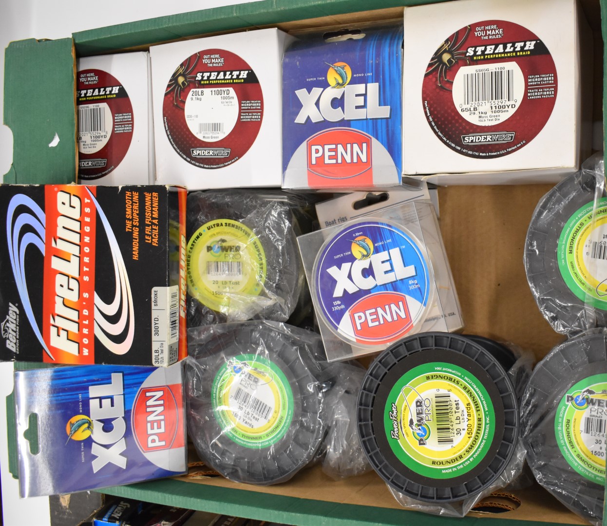 Large quantity of braid and mono fishing line by Penn, Stealth, Power Pro etc, in two trays - Image 3 of 3