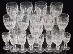 A suite of Waterford Crystal Colleen pattern clear cut glass drinking glasses comprising seven red