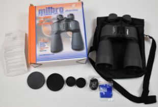 A pair of Milbro Clearview 10-30x60 zoom binoculars with carry case, in original box.