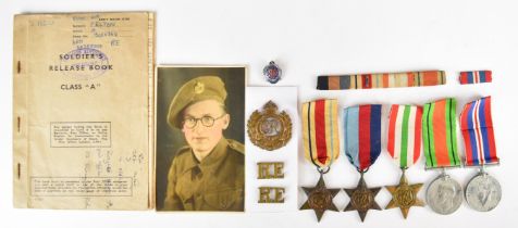 British Army WW2 medal group of five comprising 1939/45 Star, Africa Star, Italy Star, Defence Medal