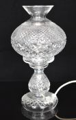 Waterford Crystal clear cut glass table lamp, 36cm tall