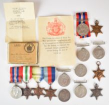 Twelve WW2 medals comprising five War Medals, two Defence Medals, two Atlantic Stars, two 1939/