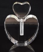 Heart shaped clear glass shop display or advertising perfume or scent bottle with matching