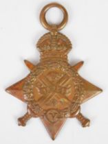 British Army WW1 1914 'Mons' Star named to 1710 Pte J T Davies, Second Battalion Monmouthshire