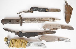 Six clasp knives including John Watts and Needham, both Sheffield, 1945 and 1952 examples both