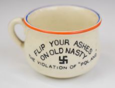 Fieldings small novelty ash pot, 'Flip Your Ashes on Old Nasty, The Violation of 'Poland' and '