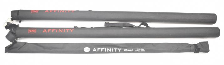 Three Penn Affinity 7'6" sea fishing boat rods, comprising two 12-20lb and one 20-30lb, two with