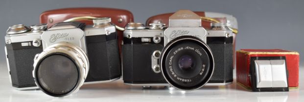 Two Edixa 35mm SLR cameras comprising Edixa Flex with Steinheil Quinon 1:1.9 5mm lens and Edixa