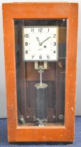 Gent of Leicester fusee recorder clock with Art Deco style square dial and chrome surround and