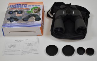 A pair of Milbro Clearview 9-27x50 zoom binoculars with carry case, in original box.